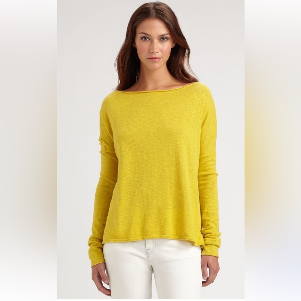 VINCE Boatneck Slub Yellow Long Sleeve SweaterTop